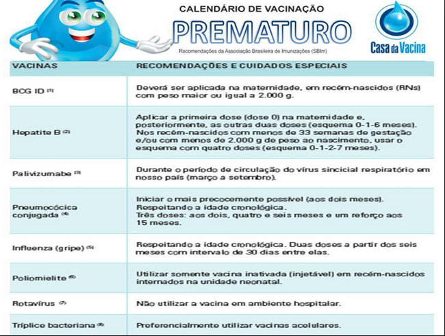 vacinação prematuro