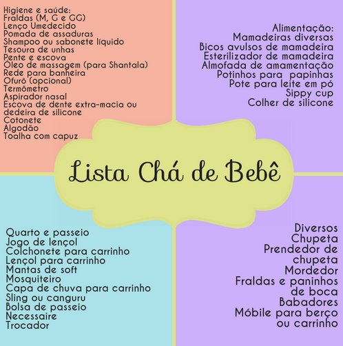 lista presente cha de bebê